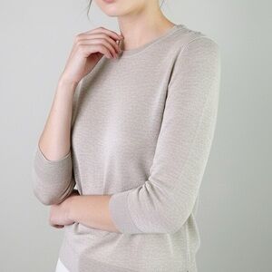 TORY BURCH Neutral Linen Knit Pullover Sweater w/ Shoulder‎ Buttons M